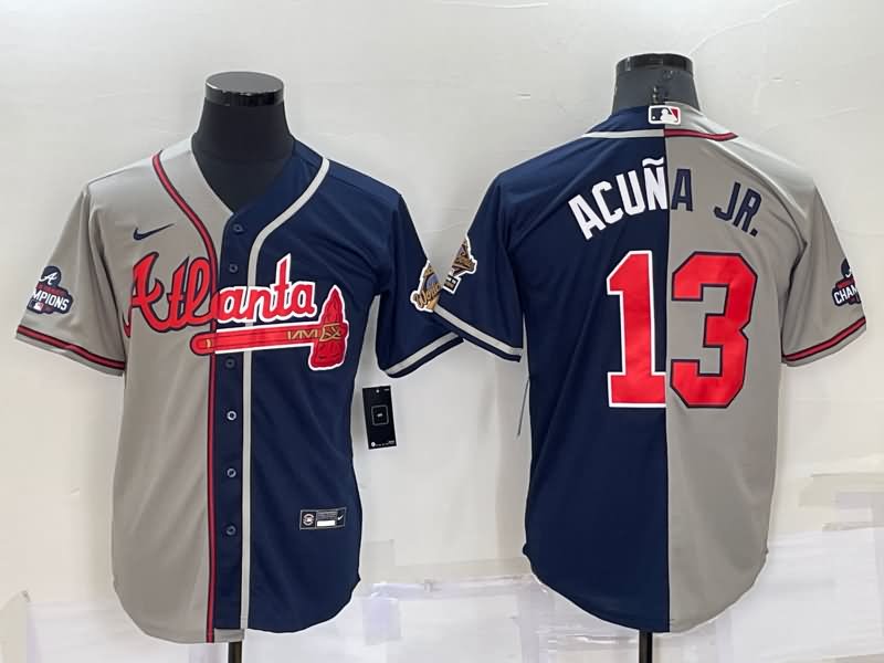 Atlanta Braves Grey Dark Blue MLB Jersey