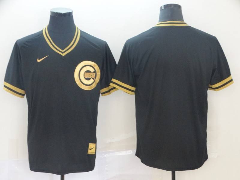 Chicago Cubs Black Gold Retro MLB Jersey