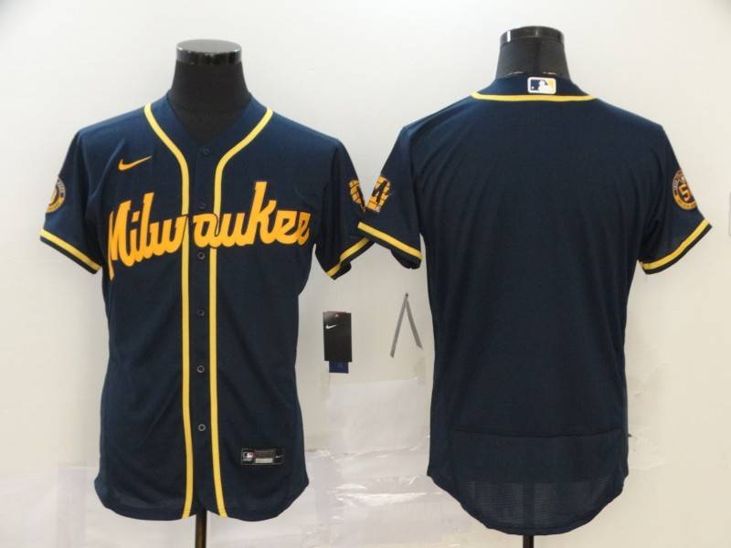 Milwaukee Brewers Dark Blue Elite MLB Jersey