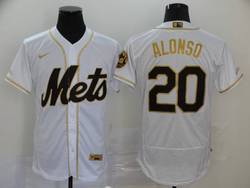 New York Mets White Gold Elite MLB Jersey