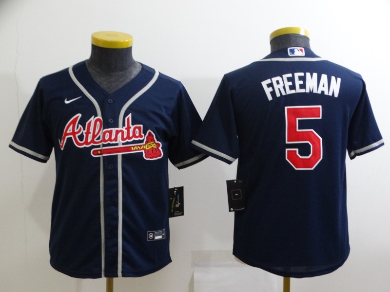 Kids Atlanta Braves FREEMAN #5 Dark Blue MLB Jersey