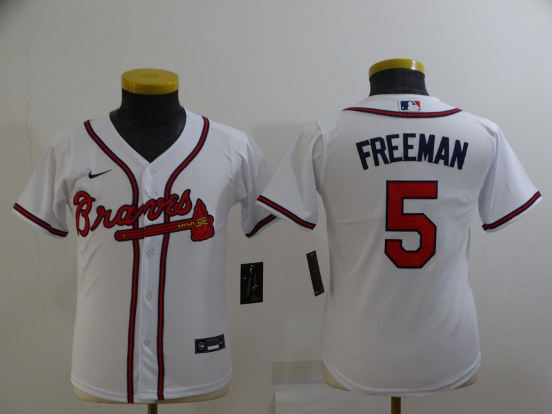 Kids Atlanta Braves FREEMAN #5 White MLB Jersey