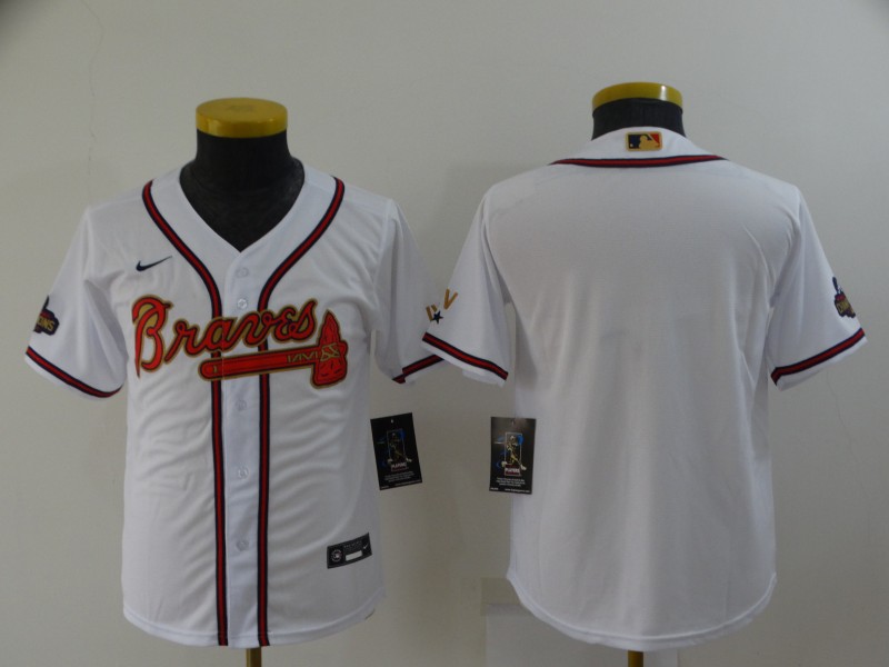 Kids Atlanta Braves Custom White MLB Jersey