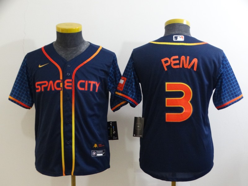 Kids Houston Astros PENA #3 Dark Blue MLB Jersey