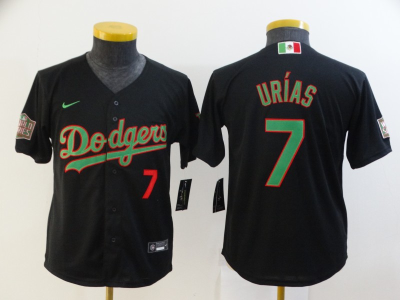 Kids Los Angeles Dodgers URIAS #7 Black Green MLB Jersey