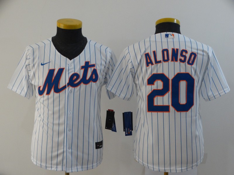 Kids New York Mets ALONSO #20 White MLB Jersey