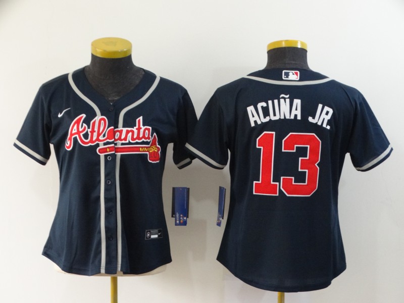 Atlanta Braves ACUNA JR. #13 Dark Blue Women MLB Jersey