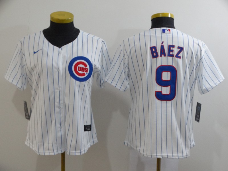 Chicago Cubs BAEZ #9 White Women MLB Jersey