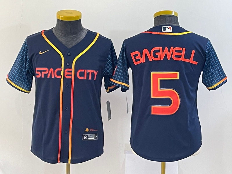 Houston Astros BAGWELL #5 Dark Blue Women MLB Jersey