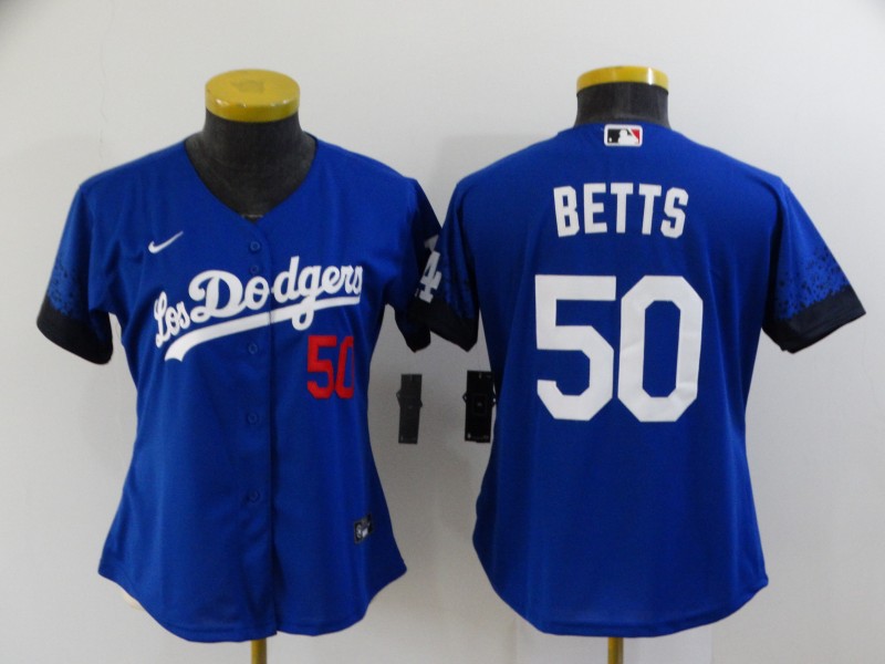 Los Angeles Dodgers BETTS #50 Blue Women MLB Jersey 03