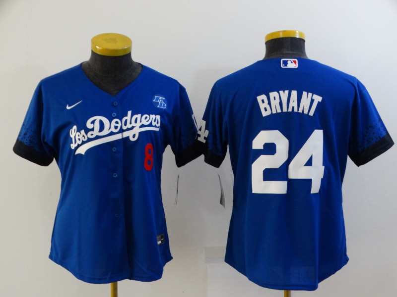 Los Angeles Dodgers BRYANT #8 #24 Blue Women MLB Jersey 02