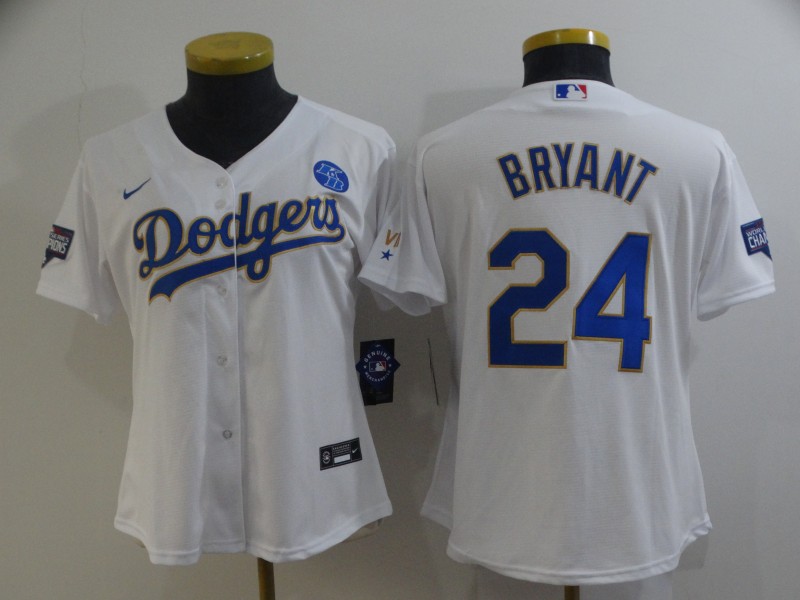 Los Angeles Dodgers BRYANT #24 White Champion Women MLB Jersey