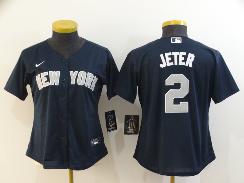 New York Yankees JETER #2 Dark Blue Women MLB Jersey