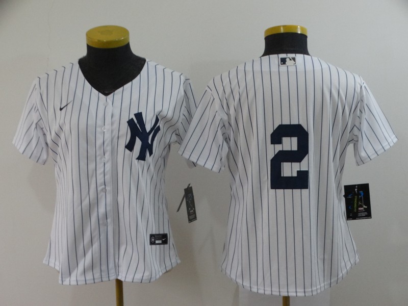 New York Yankees JETER #2 White Women MLB Jersey