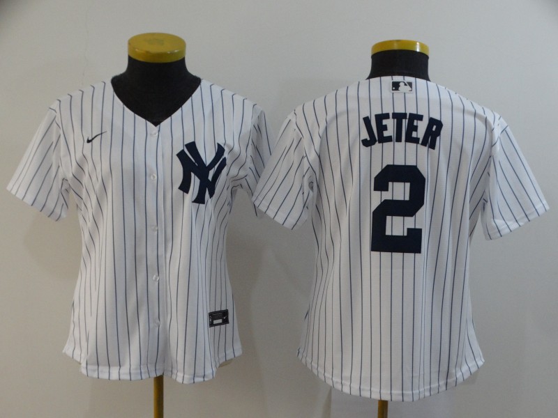 New York Yankees JETER #2 White Women MLB Jersey 02