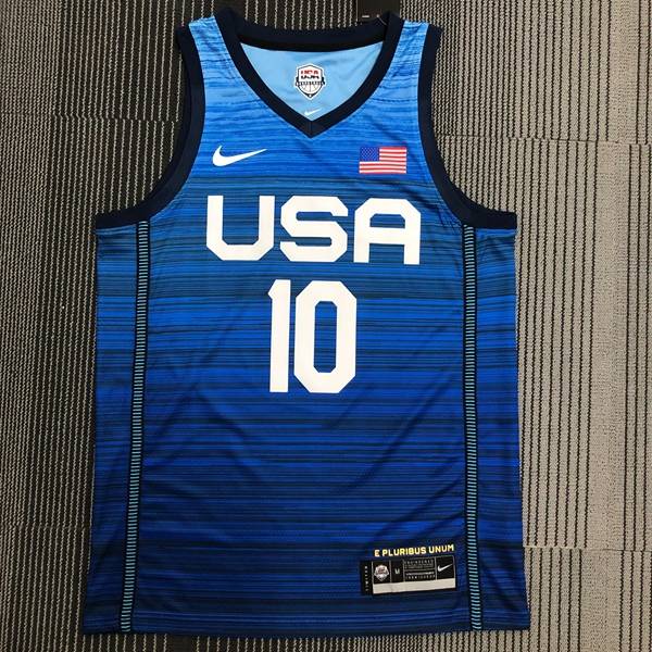 USA 2021 Blue Basketball Jersey (Hot Press)