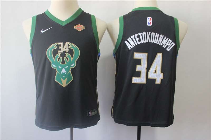 Milwaukee Bucks ANTETOKOUNMPO #34 Black Young Basketball Jersey (Stitched)