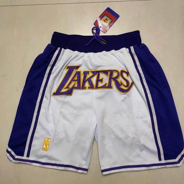 Los Angeles Lakers Just Don White Basketball Shorts 02