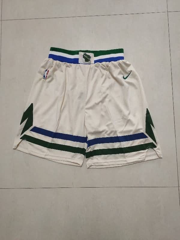 Milwaukee Bucks White Basketball Shorts 02