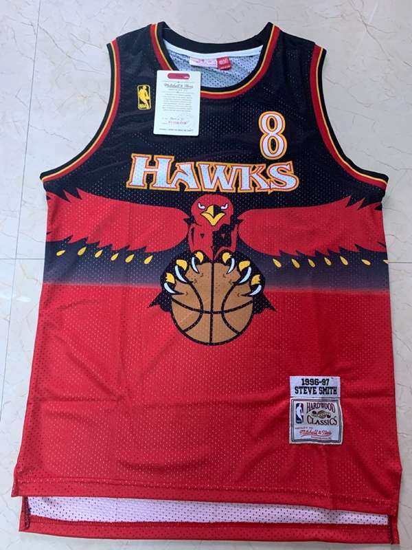 Atlanta Hawks SMITH #8 Black Red Classics Basketball Jersey (Stitched)