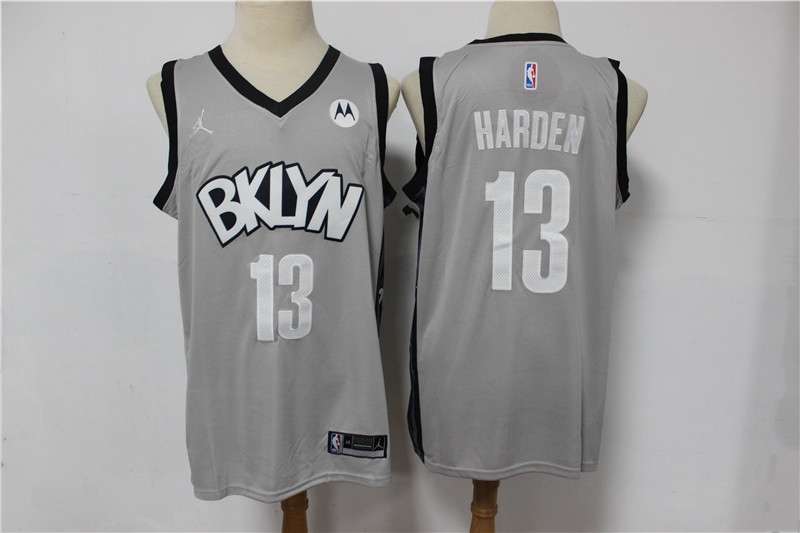 20/21 Brooklyn Nets HARDEN #13 Grey AJ Basketball Jersey (Stitched)