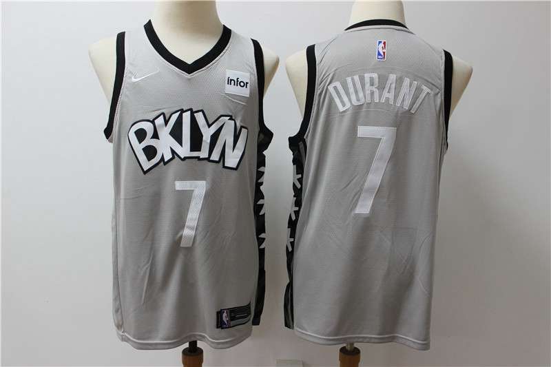 2020 Brooklyn Nets DURANT #7 Grey Basketball Jersey (Stitched)