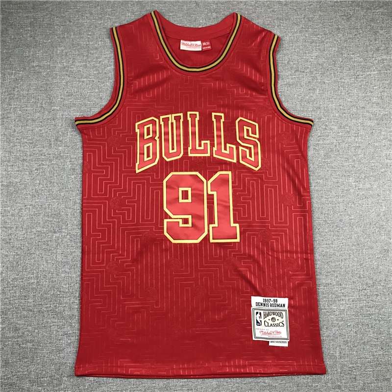 Chicago Bulls RODMAN #91 Red Classics Basketball Jersey 02 (Stitched)