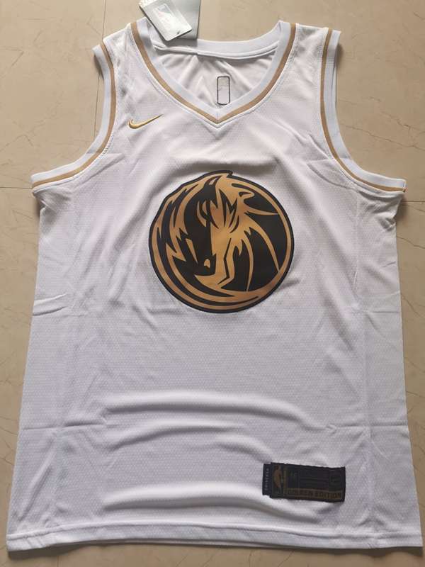 2020 Dallas Mavericks DONCIC #77 White Gold Basketball Jersey (Stitched)