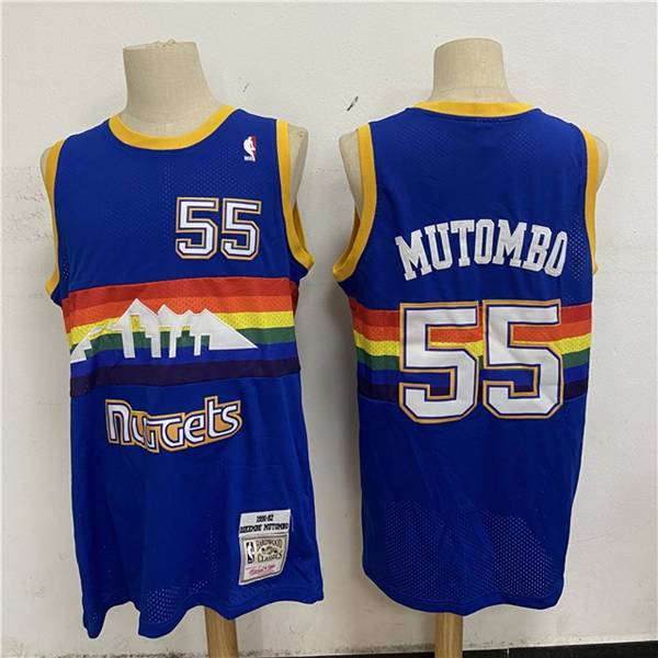 1991/92 Denver Nuggets MUTOMBO #55 Blue Classics Basketball Jersey (Stitched)