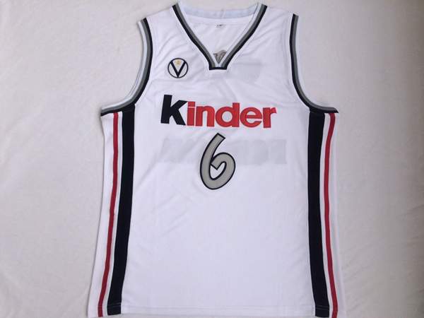 Bologna GINOBILI #6 White Basketball Jersey (Stitched)