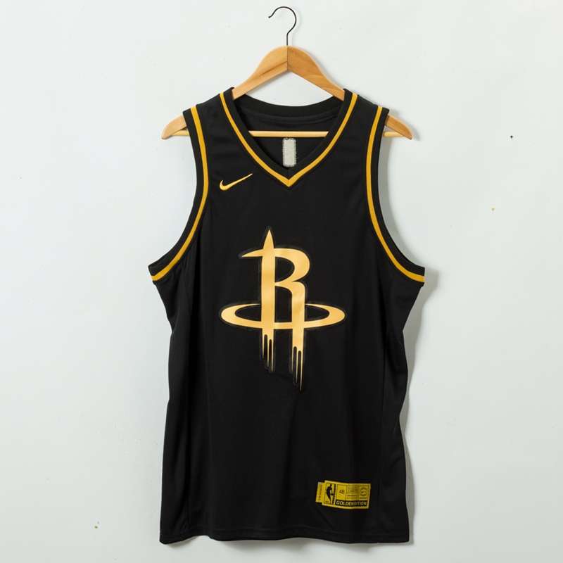 2020 Houston Rockets WESTBROOK #0 Black Gold Basketball Jersey (Stitched)