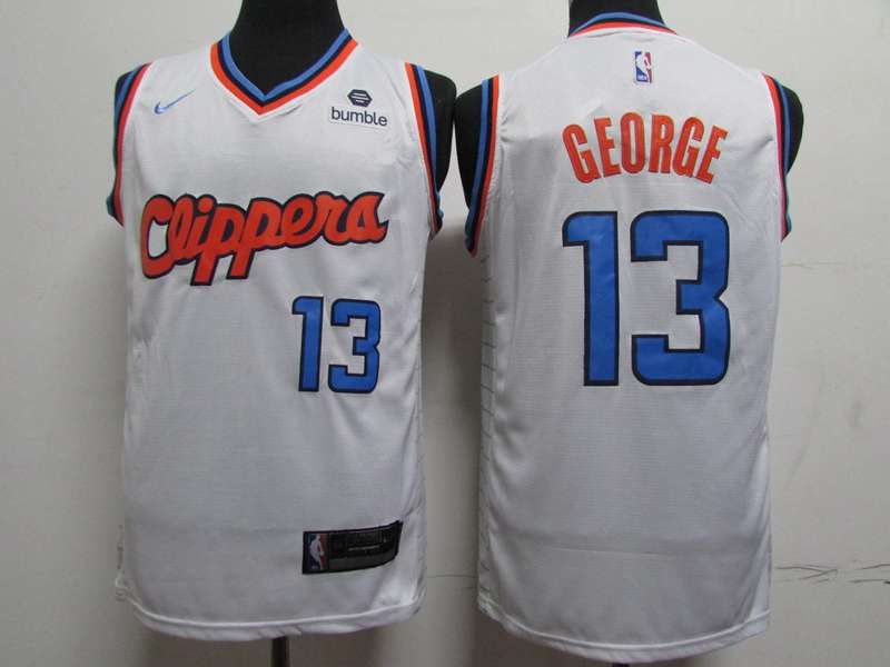 Los Angeles Clippers GEORGE #13 White Basketball Jersey 02 (Stitched)