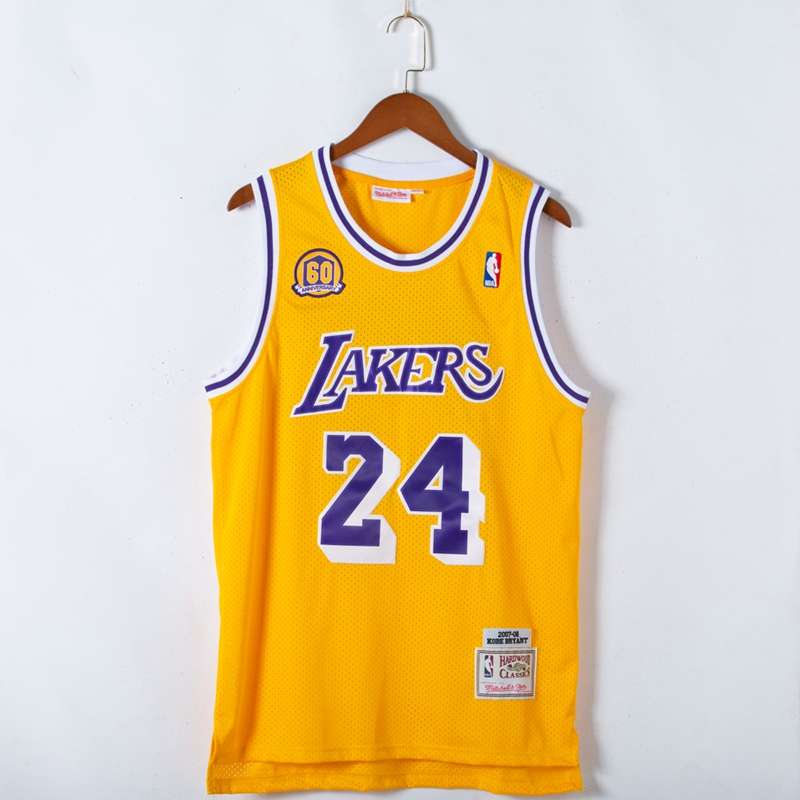 2007/08 Los Angeles Lakers BRYANT #24 Yellow Classics Basketball Jersey (Stitched)