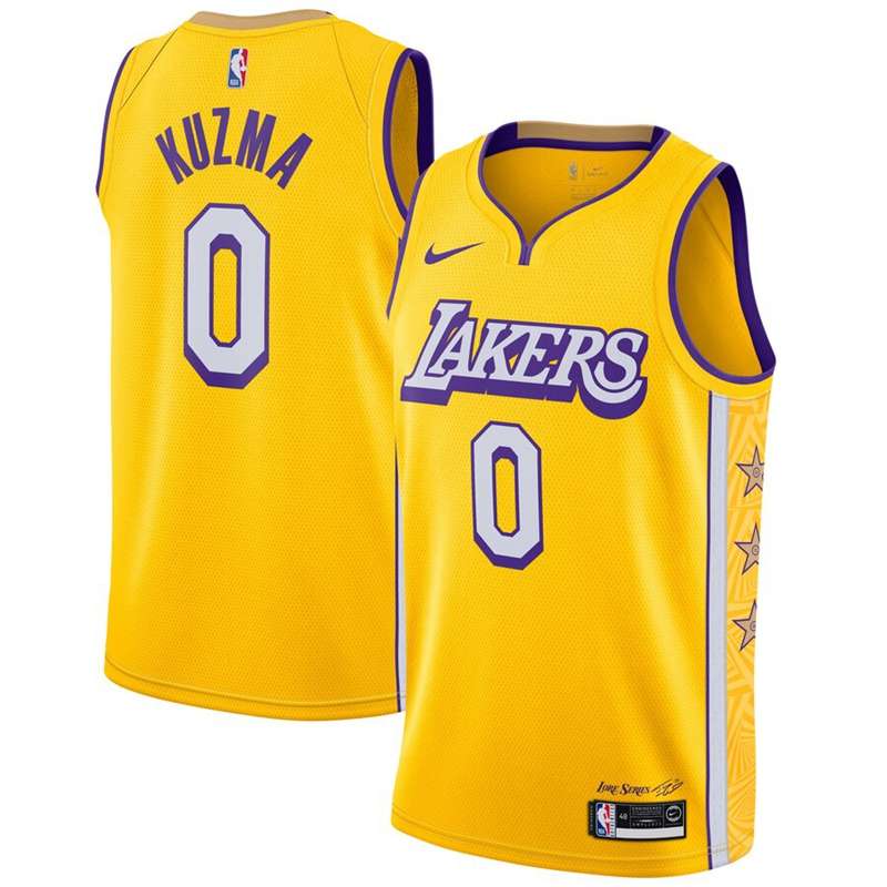 2020 Los Angeles Lakers KUZMA #0 Yellow City Basketball Jersey (Stitched)
