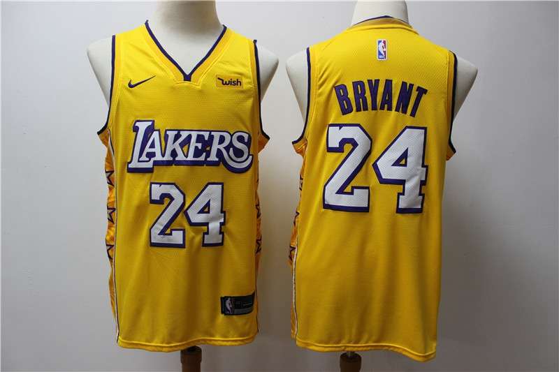 2020 Los Angeles Lakers BRYANT #24 Yellow City Basketball Jersey (Stitched)