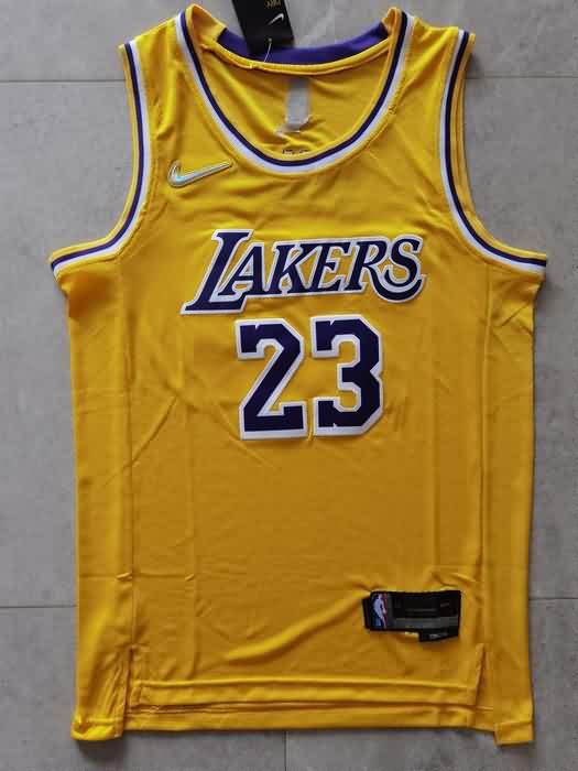 21/22 Los Angeles Lakers JAMES #23 Yellow Basketball Jersey (Stitched)