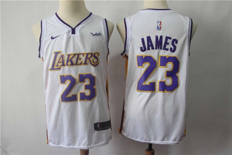 Los Angeles Lakers JAMES #23 White Basketball Jersey 02 (Stitched)