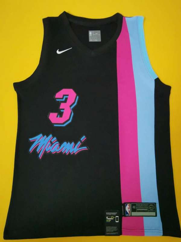 Miami Heat WADE #3 Black Basketball Jersey 02 (Stitched)