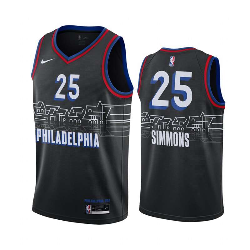 20/21 Philadelphia 76ers SIMMONS #25 Black City Basketball Jersey (Stitched)