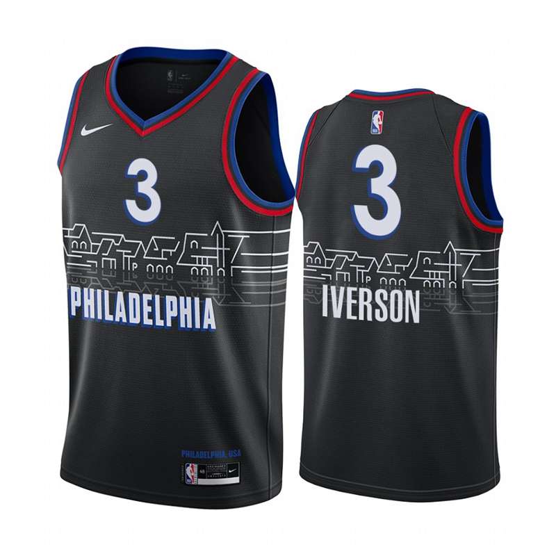 20/21 Philadelphia 76ers IVERSON #3 Black City Basketball Jersey (Stitched)