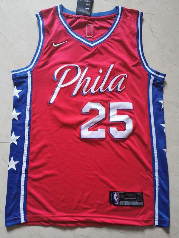 2020 Philadelphia 76ers SIMMONS #25 Red Basketball Jersey (Stitched)