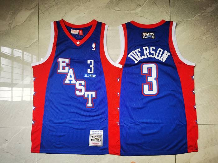 2004 Philadelphia 76ers IVERSON #3 Blue ALL-STAR Classics Basketball Jersey (Stitched)