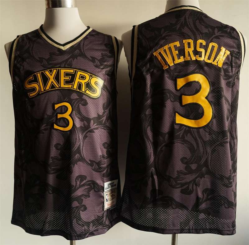Philadelphia 76ers IVERSON #3 Black Classics Basketball Jersey 02 (Stitched)