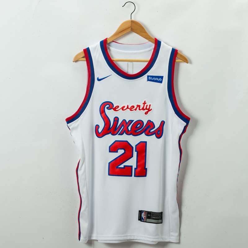 Philadelphia 76ers EMBIID #21 White Classics Basketball Jersey (Stitched)