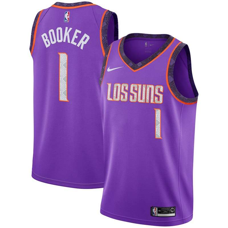 Phoenix Suns BOOKER #1 Purple City Basketball Jersey (Stitched)