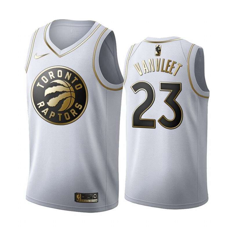 2020 Toronto Raptors VANVLEET #23 White Gold Basketball Jersey (Stitched)