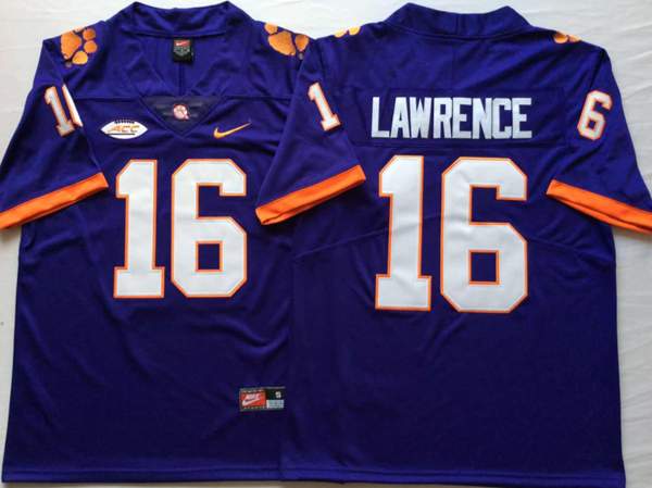 Clemson Tigers LAWRENCE #16 Purple NCAA Football Jersey