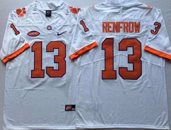 Clemson Tigers RENFROW #13 White NCAA Football Jersey