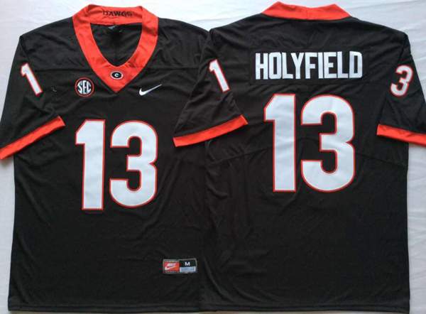 Georgia Bulldogs HOLYFIELD #13 Black NCAA Football Jersey