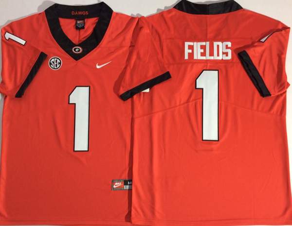 Georgia Bulldogs FIELDS #1 Orange NCAA Football Jersey